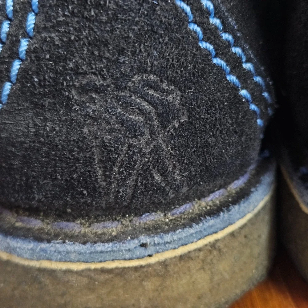 Clarks Desert Trek Boots Mens 12 Black Blue Leather Split Toe Crepe Chukka